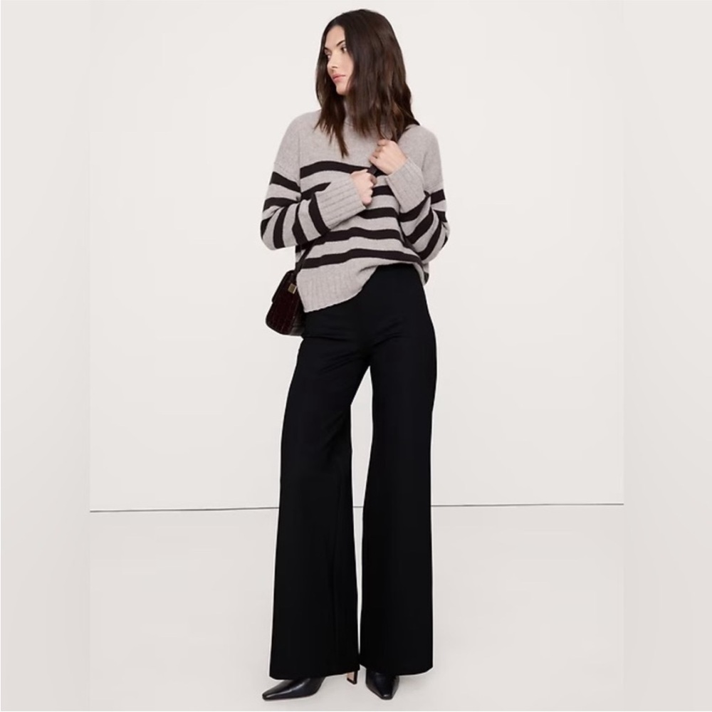 NEW! Banana Republic Black High-Rise Wide-Leg Everywhere Ponte Pull-On Pant🖤